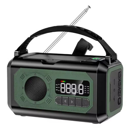 12000mAh Radio Powerbank op Zonne-energie met Dynamo - Ingebouwde Zaklamp - Batterij Oplader Noodradio Ontvanger - Donkergroen