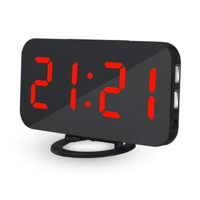 Multifunctionele Digitale LED Klok - Wekker Spiegel Alarm  Snooze Helderheid Aanpassing Rood