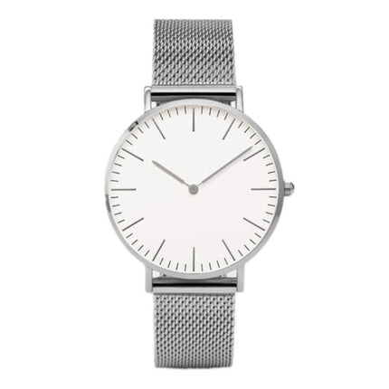 Minimalistisch Horloge voor Dames - Modieus Kwarts Uurwerk Mesh Bandje Zilver Wit