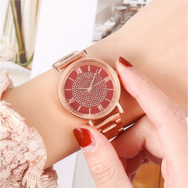 Horloge Luxe Dames - Anoloog Kwarts Uurwerk voor Vrouwen Rood