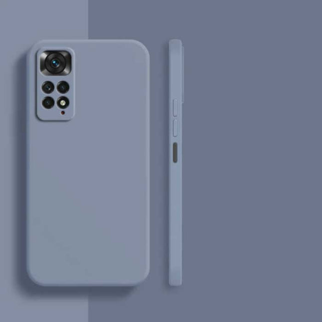 Xiaomi Redmi Note 10S Square Silicone Hoesje - Zachte Matte Case Liquid Cover Grijsblauw