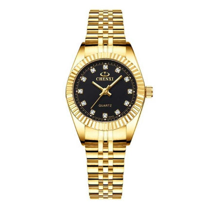 Gouden Luxe Horloge voor Dames - Waterdicht Stras Horloge Roestvrij Stalen Armband Roze