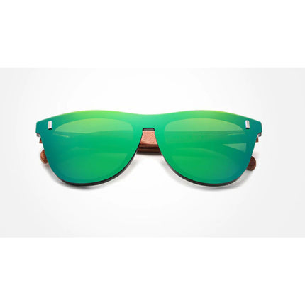 Luxe Zonnebril met Houten Montuur - UV400 en Polarisatie Filter voor Vrouwen - Groen