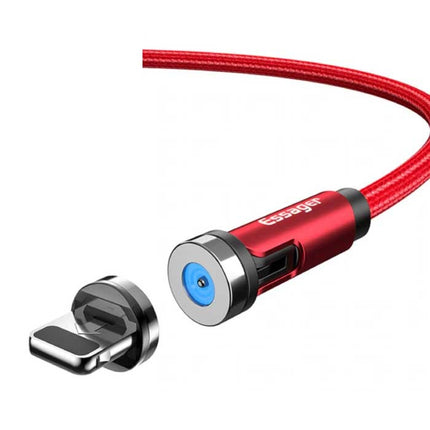 iPhone Lightning Magnetische Oplaadkabel 1 Meter met 540° Roterende Plug - 2.4A Fast Charging Gevlochten Nylon Oplader Data Kabel Rood