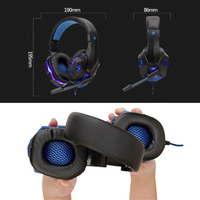 Bass HD Gaming Headset Stereo Koptelefoon Headphones met Microfoon voor PlayStation 4 / PC Blauw