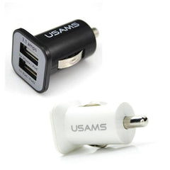 USAMS Dual Autolader/Carcharger Zwart/Wit