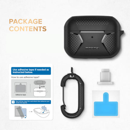 Shockproof Hoesje voor AirPods Pro met Karabijnhaak - AirPod Case Cover Skin - Zwart