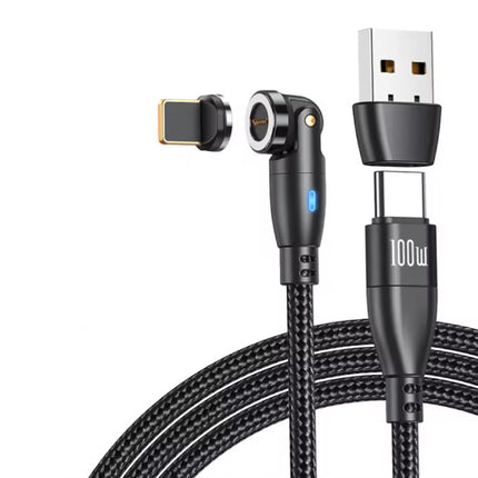 USB Type C naar iPhone Lightning Magnetische Oplaadkabel - 1 Meter - 100W USB-C Fast Charging Oplader Data Kabel - Zwart
