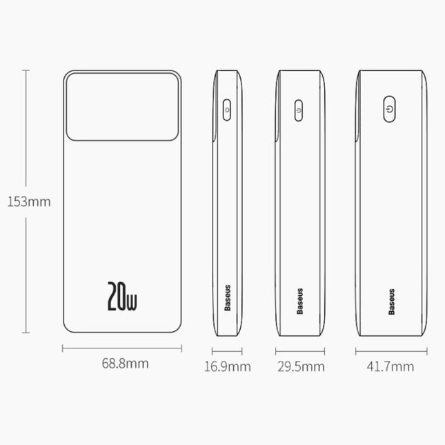 Powerbank 30.000mAh met 3 Oplaadpoorten  - 20W PD Externe Noodaccu LED Display Batterij Oplader Charger Zwart