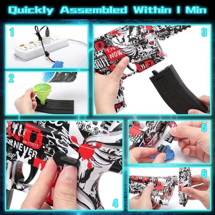 Elektrische Gel Blaster met 10.000 Balletjes - AK47 Model Water Speelgoed Foam Shooter Blauw