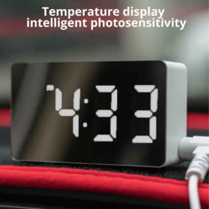 Spiegel Alarm Klok - LED Snooze Wekker Nachtlampje - Wit