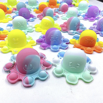 Pop It Octopus - Dubbele Kleur - Fidget Anti Stress Speelgoed Bubble Toy Siliconen Rood-Wit-Blauw