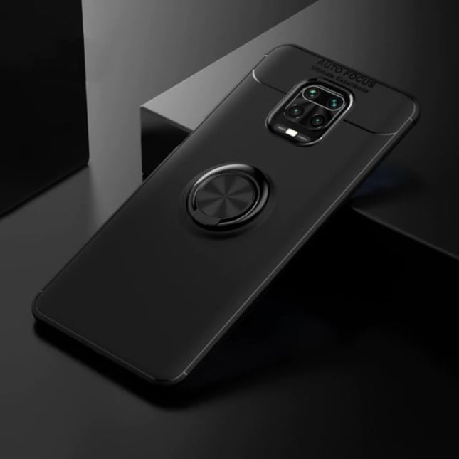 Xiaomi Redmi 8A Hoesje met Metalen Ring  - Auto Focus Shockproof Case Cover Cas TPU Zwart + Kickstand