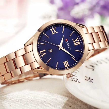Gouden Luxe Horloge voor Dames - Roestvrij Staal Armband 3 ATM Kwarts Polshorloge Goud Wit