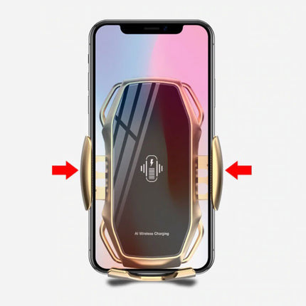 10W Draadloze Qi Autolader - Airvent Clip Oplader Universeel Wireless Car Charging Pad Goud