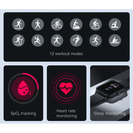 GST Smartwatch met Bloeddrukmeter en Zuurstofmeter - Fitness Sport Activity Tracker Horloge iOS Android - Siliconen Bandje Zwart