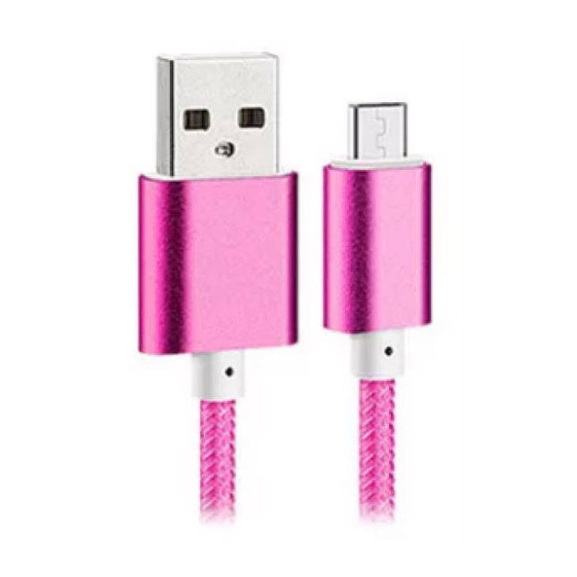 USB 2.0 - USB-C Oplaadkabel Gevlochten Nylon Oplader Data Kabel Data Android 1.5 Meter Roze