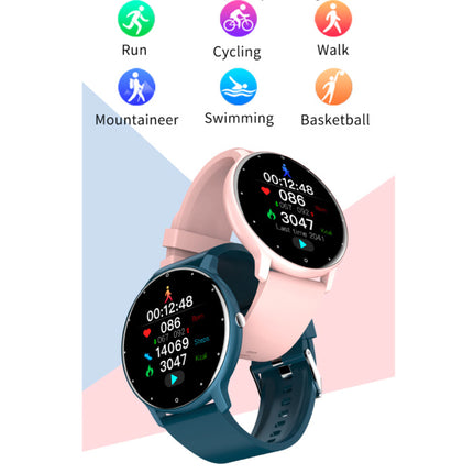 2021 Smartwatch met Hartslagmonitor -  Fitness Sport Activity Tracker Siliconen Bandje Horloge iOS Android Blauw