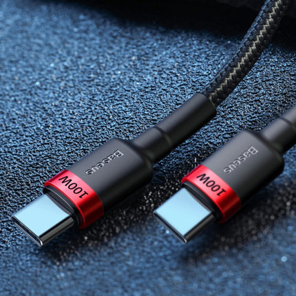 100W USB-C naar USB-C Oplaadkabel 1 Meter Gevlochten Nylon - Tangle Resistant Oplader Data Kabel Rood