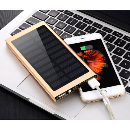 Externe 30.000mAh Solar Charger Powerbank Zonnepaneel Noodaccu Batterij Oplader Zon Goud