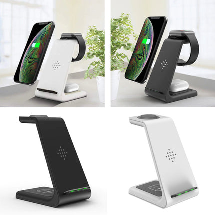 3 in 1 Oplaadstation voor Apple iPhone / iWatch / AirPods -  Charging Dock 18W Wireless Pad Zwart / Wit
