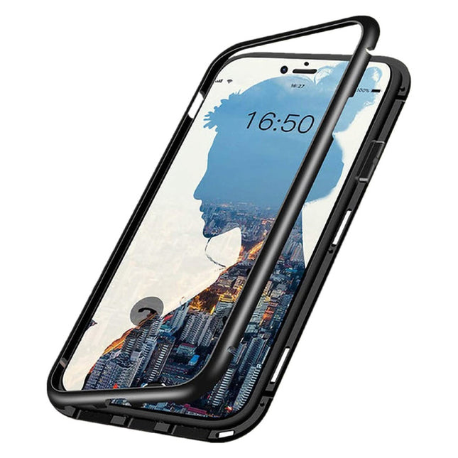 iPhone SE (2020) Magnetisch 360° Hoesje met Tempered Glass - Full Body Cover Hoesje + Screenprotector Zwart