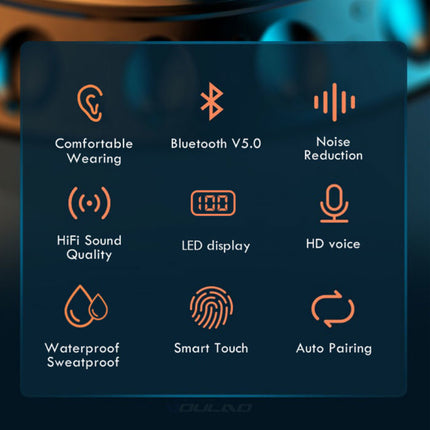 IPX7 TWS Draadloze Smart Touch Control Oortjes 2200mAh Bluetooth 5.0 Ear Wireless Buds Earphones Earbuds Oortelefoon Zwart