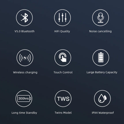 T10C Draadloze Oortjes - Qi Draadloos Opladen - True Touch Control TWS Bluetooth 5.0 Earphones Earbuds Oortelefoon Wit