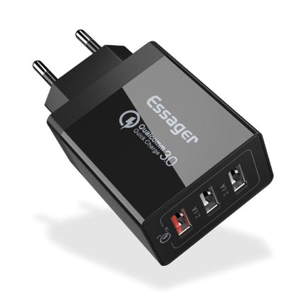 3x Port Triple USB Stekkerlader 30W - Quick Charge 3.0 Muur Oplader Wallcharger AC Thuislader Adapter Zwart