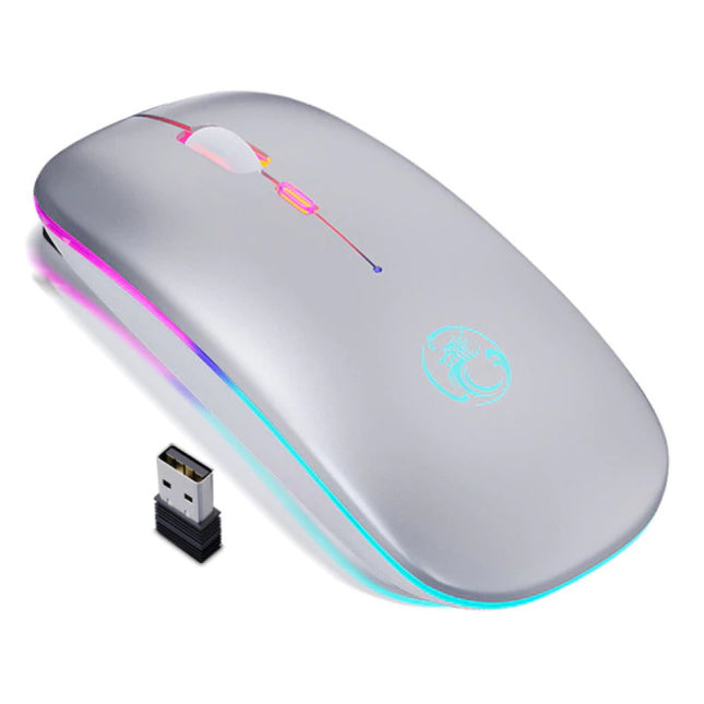 RGB Bluetooth Gaming Muis - Draadloos Optisch Tweehandig Ergonomisch met DPI Aanpassing - 1600 DPI - Wit