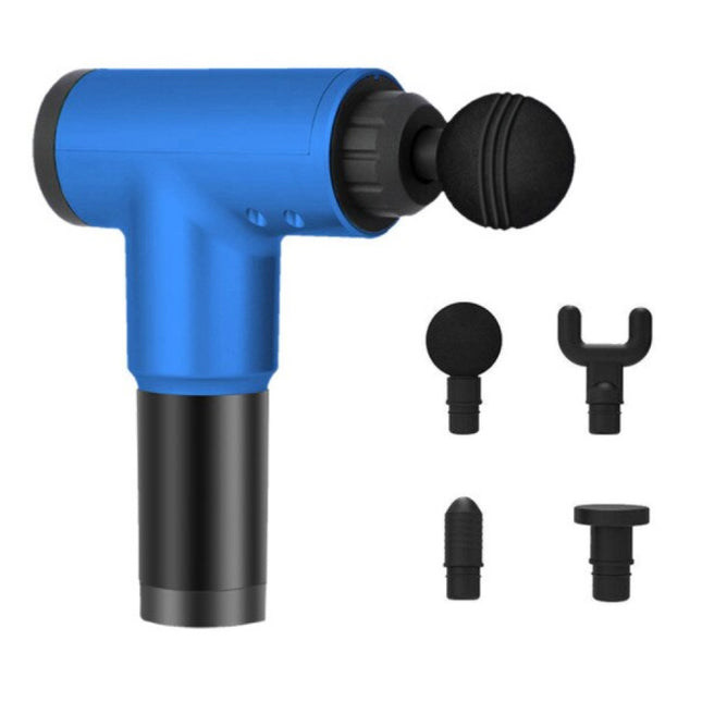 Professioneel Massage Apparaat Gun - 4 Standen - 4 Koppen - Sport en Relax - Blauw