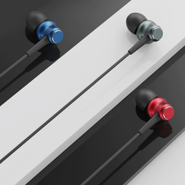 F37 Oordopjes met Microfoon en Controls - 3.5mm AUX Oortjes Volumebeheer Wired Earphones Oortelefoon Rood