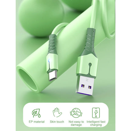 Vloeibare Siliconen Oplaadkabel voor USB-C - 5A Datakabel 1 Meter Oplader Kabel Groen