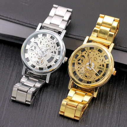 Mechanisch Hol Ontwerp Horloge Unisex - Zakelijk Mode Roestvrij Staal Luxe Polshorloge Goud