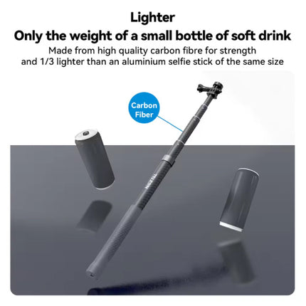 Koolstofvezel Selfie Stick 3 Meter - Intrekbare Vlog Statief Monopod Selfiestick - Zwart