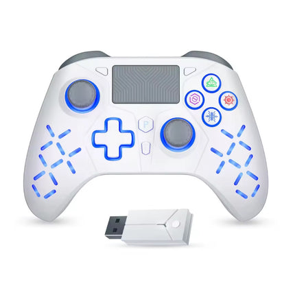 RGB Gaming Controller voor PS5 / PS4 / PC - Draadloze Gamepad met Vibratie - Wit