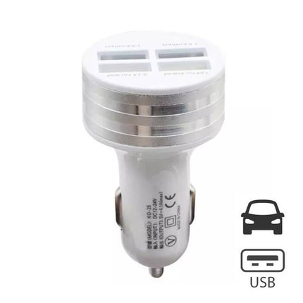 High-Speed Quad 4x USB Port Autolader/Carcharger 5V - 4.1A Zilver