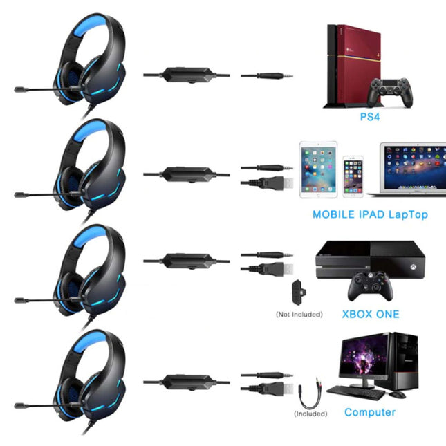 Stereo Gaming Koptelefoon voor Playstation 4 en 5 / Xbox / PC - Headset Headphones met Microfoon Rood