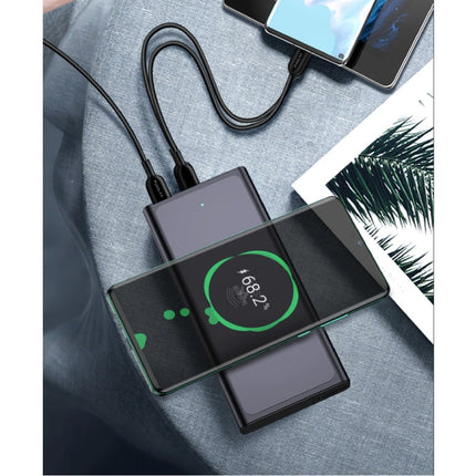 10.000mAh Draadloze Qi Oplader + Powerbank Noodaccu Batterij - PD QC3.0 Wireless Charger Pad Zwart