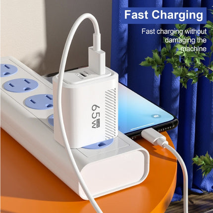 2-Poort GaN Snellader 65W - PD / Quick Charge 3.0 / USB Oplader Lader Stekkerlader Adapter Zwart 