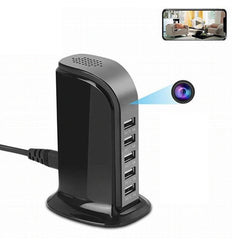 USB Laadstation Met Ingebouwde Beveiliging Camera 5-Port Muur Oplader Thuislader Stekkerlader