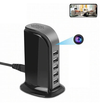 USB Laadstation Met Ingebouwde Beveiliging Camera 5-Port Muur Oplader Thuislader Stekkerlader