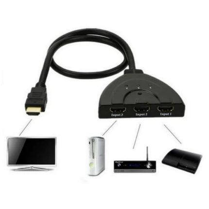 HDMI Switch 3 in 1 Splitter Converter Adapter Kabel - 4K 30Hz - 3 Poorten - Zwart