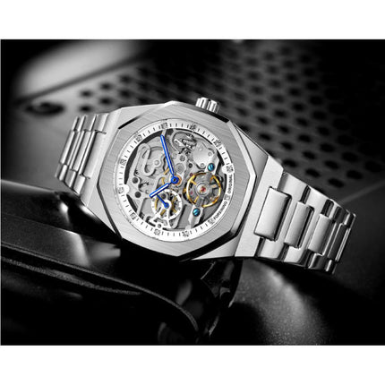 Mechanisch Roestvrij Staal Luxe Horloge voor Heren - Zakelijk Mode Polshorloge Goud Zwart