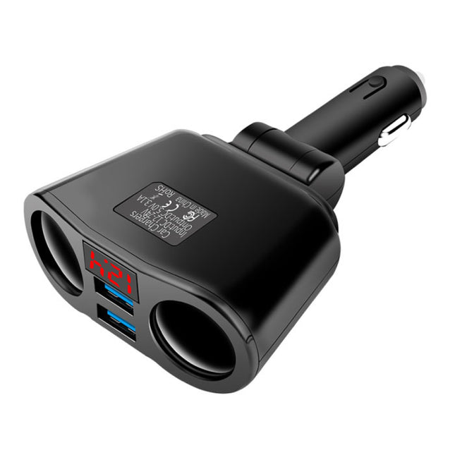 2-Weg Sigarettenaansteker Splitser Plug met 2 USB Poorten 45W / 3.1A - Verdeelstekker Autolader Splitter Dual Port Carcharger - Zwart