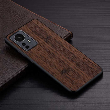 Xiaomi 12S Ultra Leren Hoesje - Shockproof Case Cover Hout Patroon Bruin