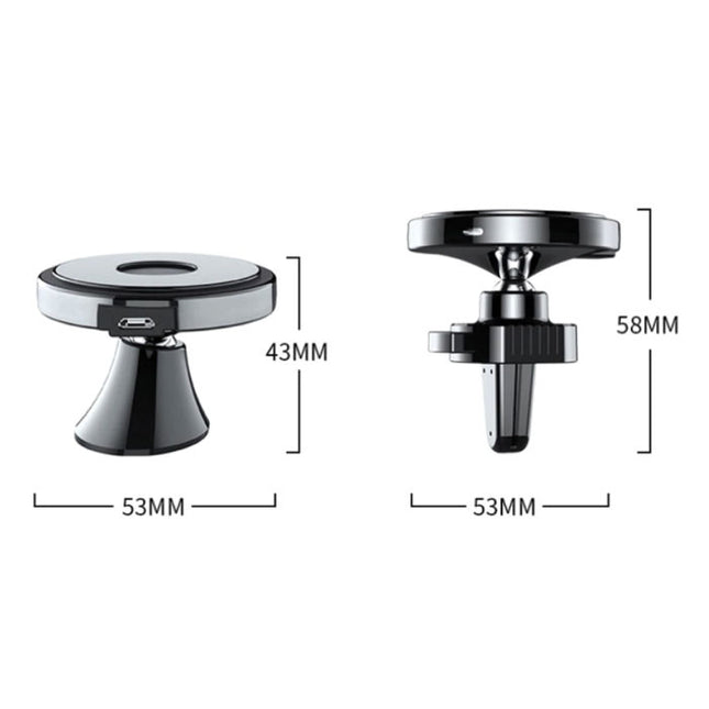 Qi Draadloze Autolader 10W - Airvent Clip Oplader Universeel Wireless Car Charging Pad Zwart