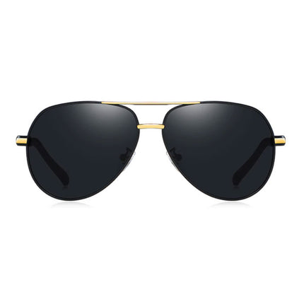 Vintage Shades Zonnebril - Roestvrij Staal Legering Pilotenbril met UV400 en Polarisatie Filter voor Mannen - Zwart-Goud