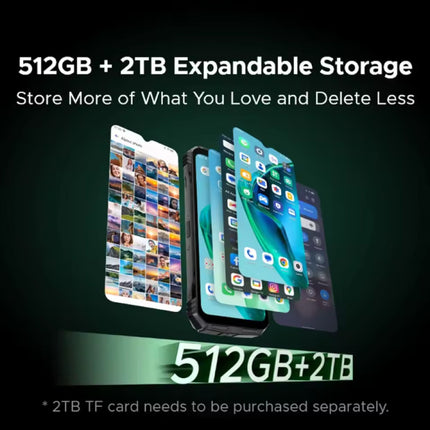 S Cyber Pro Smartphone Outdoor - Octa Core - 32 GB RAM - 256 GB Opslag - 50 MP Camera - 10800mAh Batterij - Groen