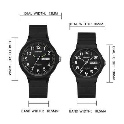 9072 Siliconen Horloge - Kwarts Polshorloge TPU Bandje 5 ATM Waterdicht - Zwart